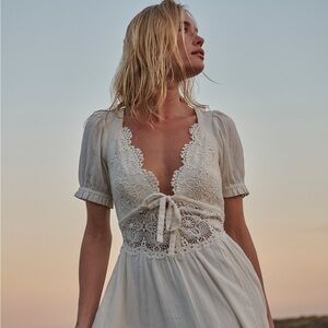 Free People White Lace Midi Dress